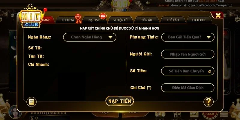 Hướng dẫn các thao tác giao dịch tại Hit Club