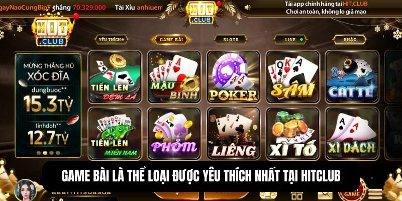 Các thể loại trò chơi có mặt tại cổng game Hitclub
