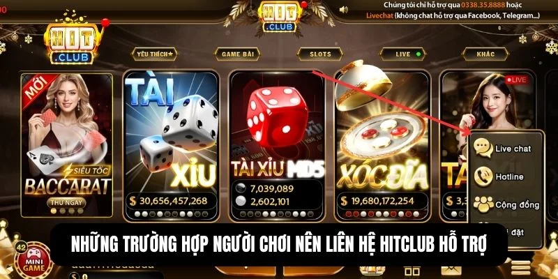 Các tình huống người chơi cần liên hệ hỗ trợ