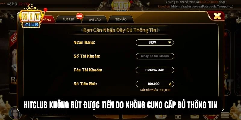Hit Club không rút được tiền - Cách khắc phục sự cố hiệu quả 2 Lỗi tài khoản cá nhân khiến rút tiền thất bại